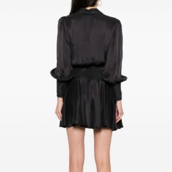 NWT Zimmermann Silk Wrap Mini Dress In Black - Picture 4 of 10